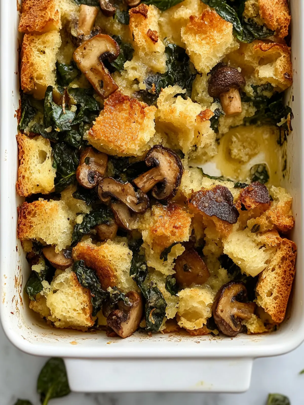 Melt-in-Your-Mouth Cheesy Spinach and Mushroom Breakfast Stuffing 2 Cheesy Spinach and Mushroom Breakfast Stuffing
