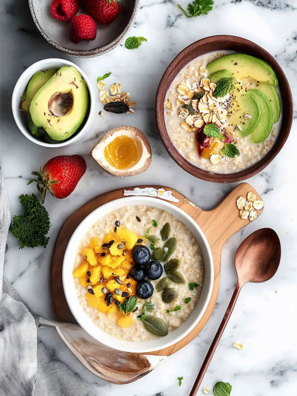 Hearty Whole Oat Porridge with Savory Toppings to Savor 3 Whole Oat Porridge