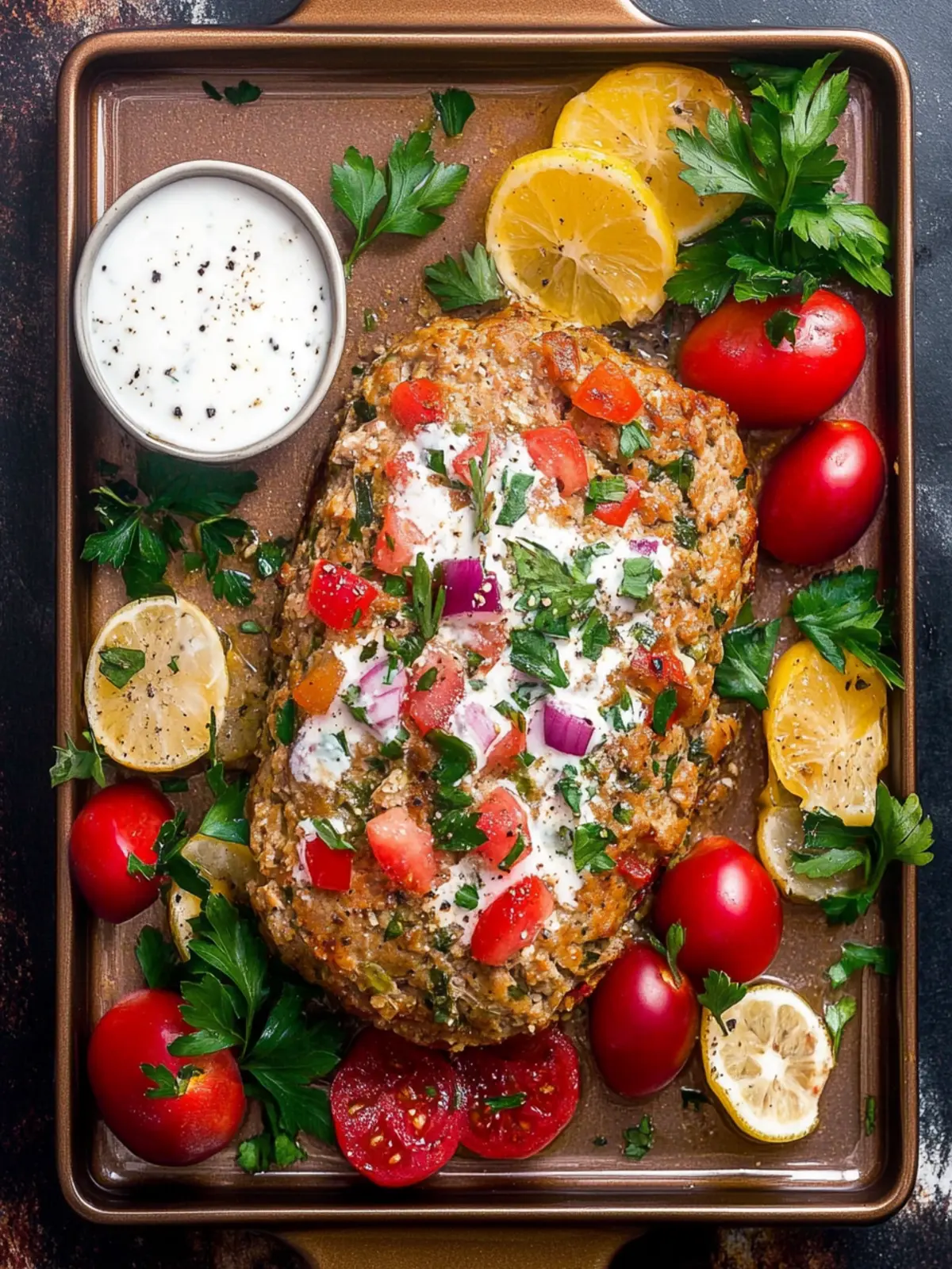 Savory Mediterranean Turkey Meatloaf with Tzatziki Bliss 2 Mediterranean Turkey Meatloaf