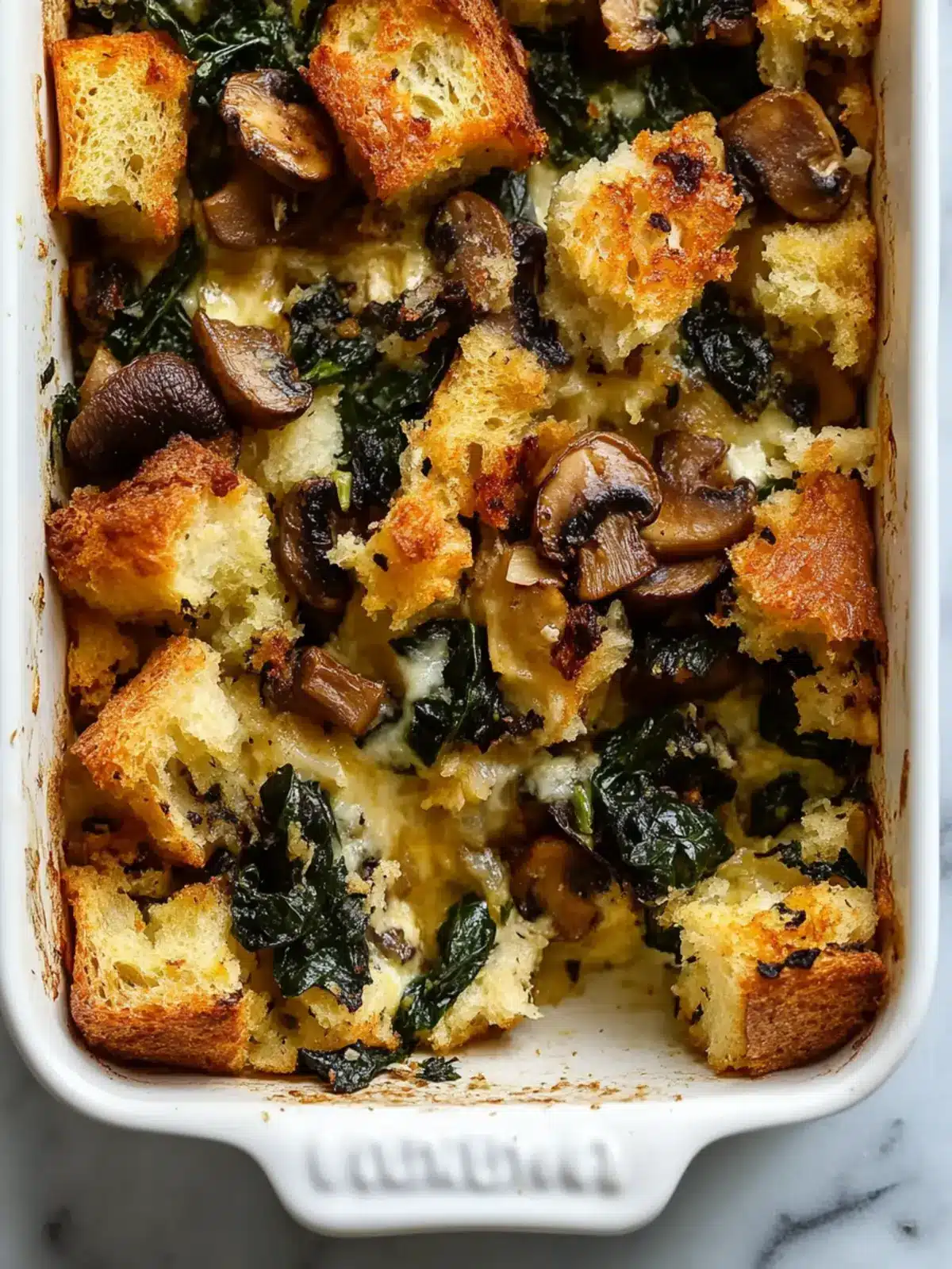 Melt-in-Your-Mouth Cheesy Spinach and Mushroom Breakfast Stuffing 5 Cheesy Spinach and Mushroom Breakfast Stuffing