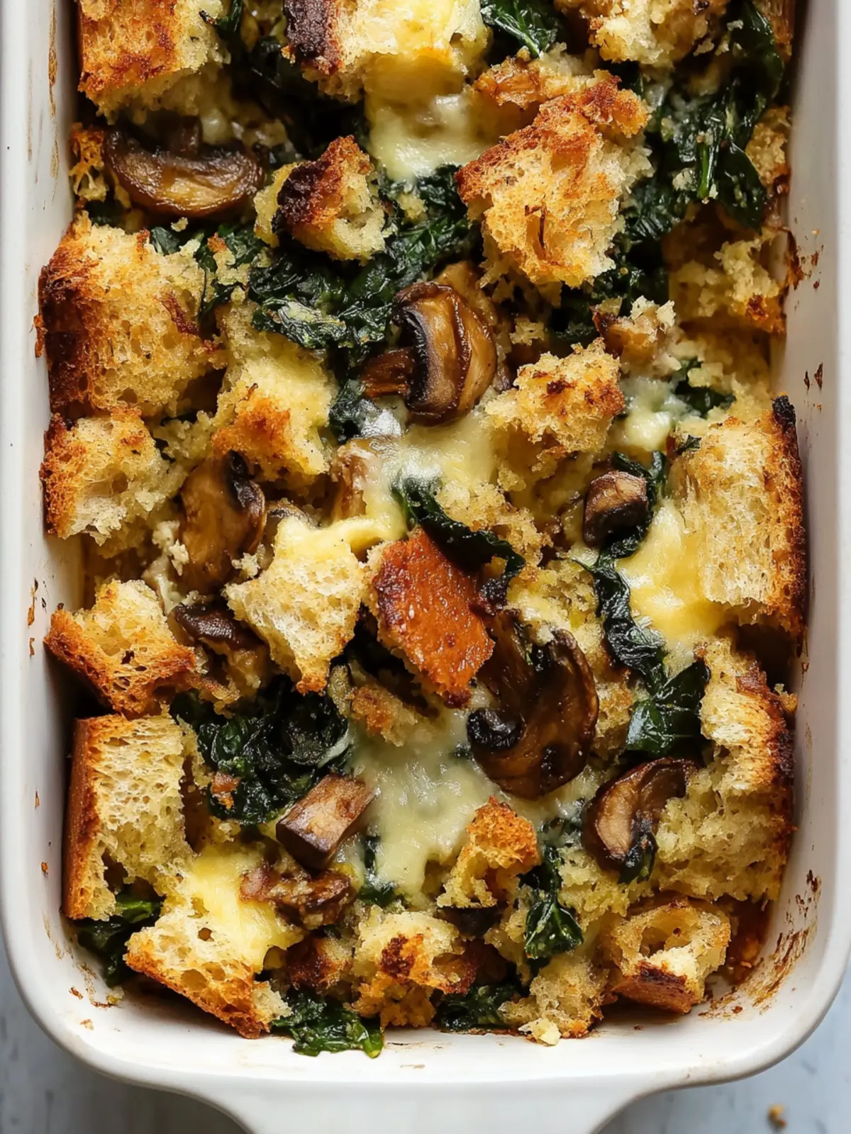 Melt-in-Your-Mouth Cheesy Spinach and Mushroom Breakfast Stuffing 3 Cheesy Spinach and Mushroom Breakfast Stuffing
