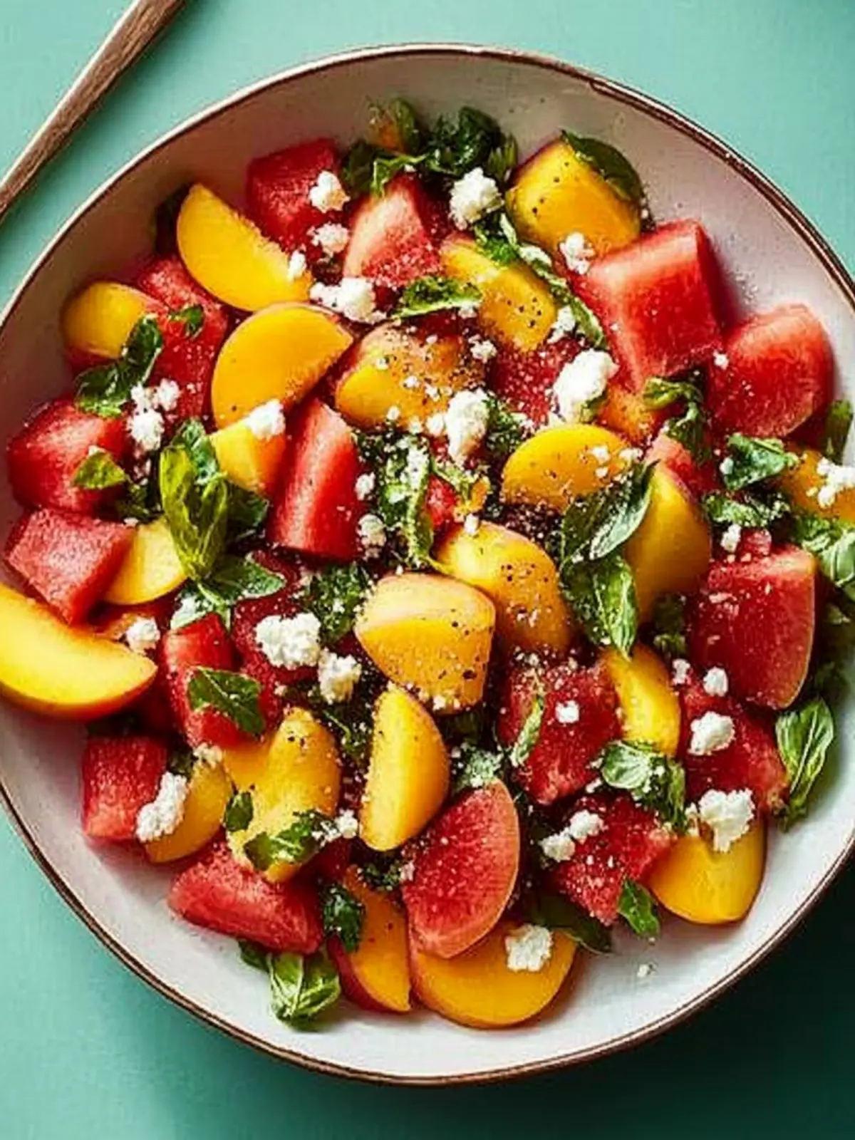Juicy Watermelon Peach Salad