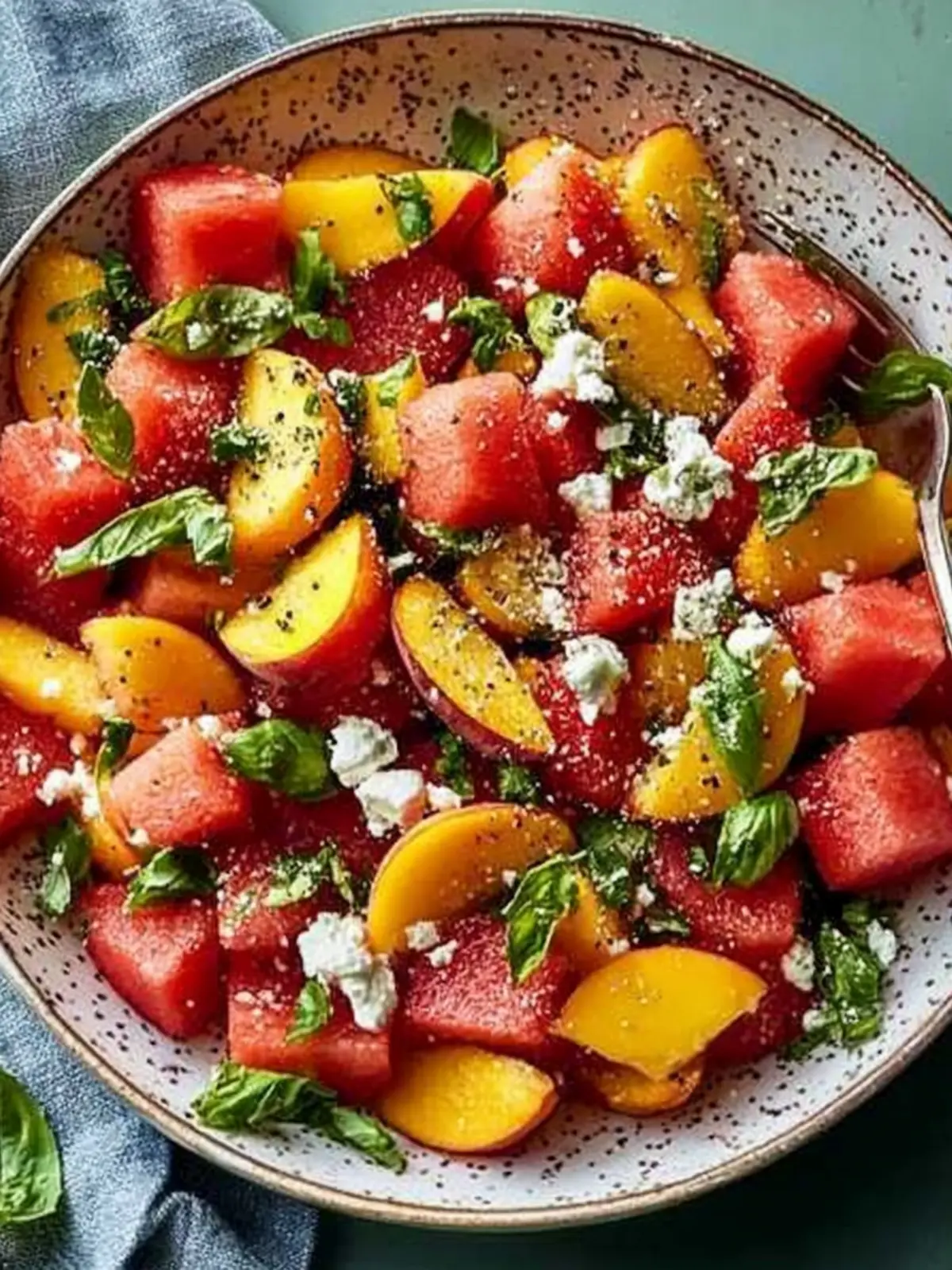 Juicy Watermelon Peach Salad