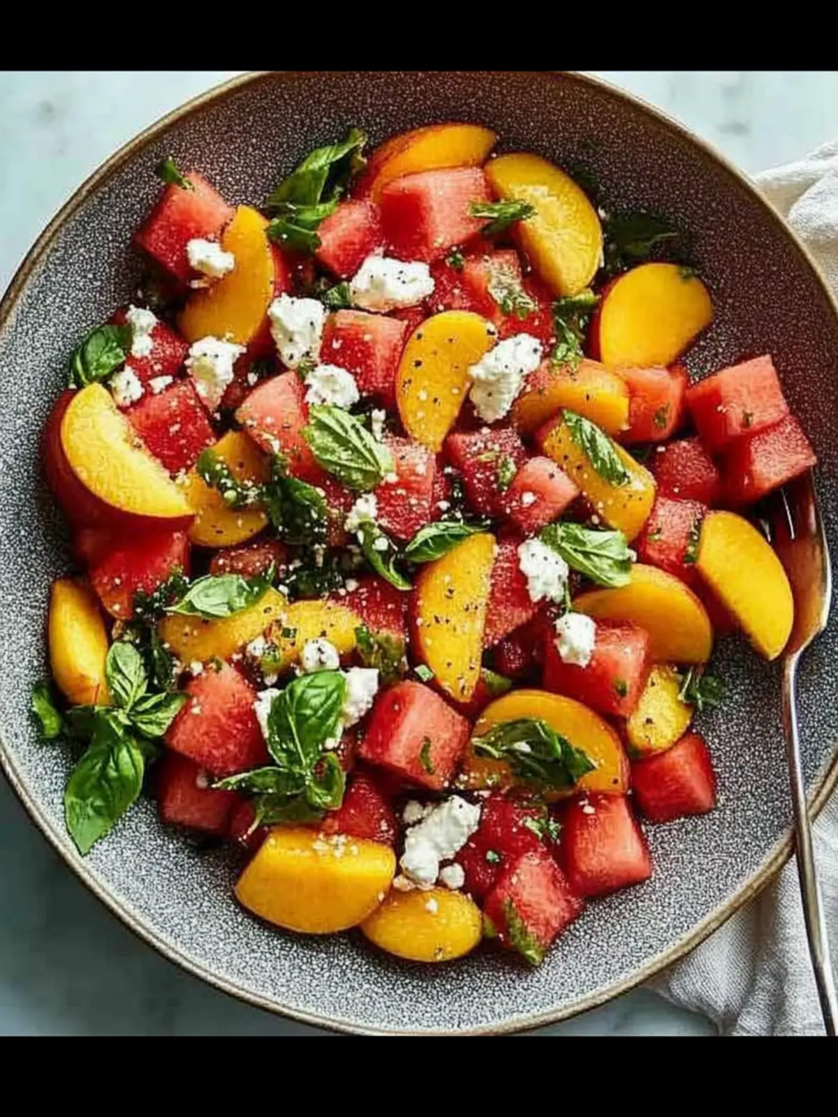 Juicy Watermelon Peach Salad