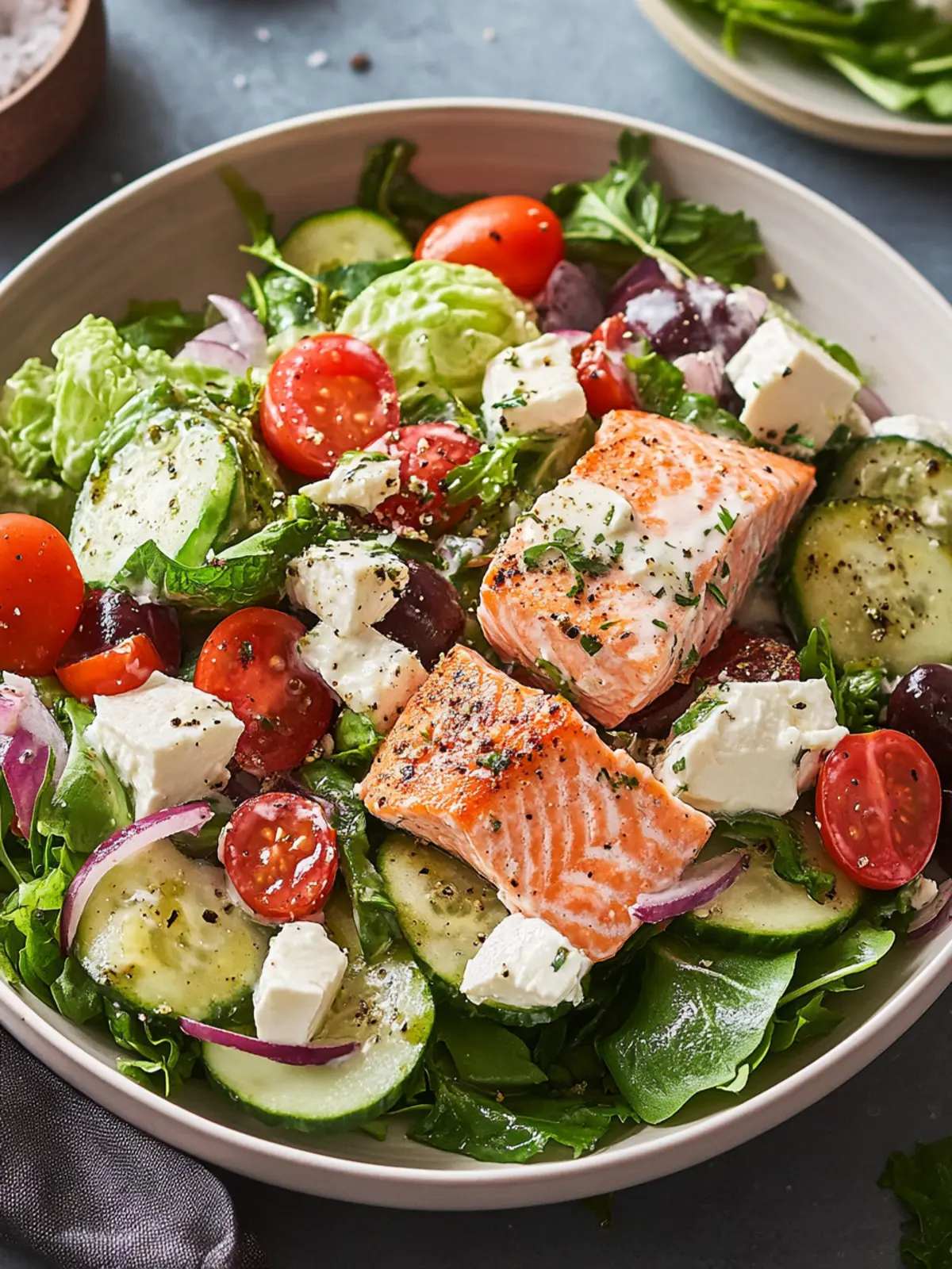 Creamy Greek Salmon Salad for a Flavorful, Healthy Dinner 4 Creamy Greek Salmon Salad