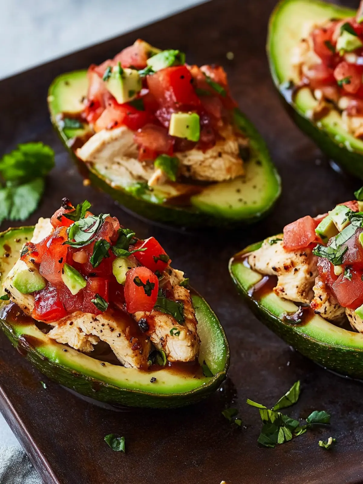 Bruschetta Chicken Stuffed Avocados for Quick Keto Delight 2 Bruschetta Chicken Stuffed Avocados