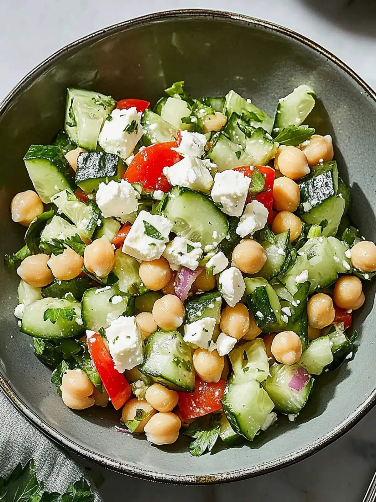 Cucumber Chickpea Salad with Feta & Lemon for Fresh Flavor Boost 3 Cucumber Chickpea Salad with Feta & Lemon