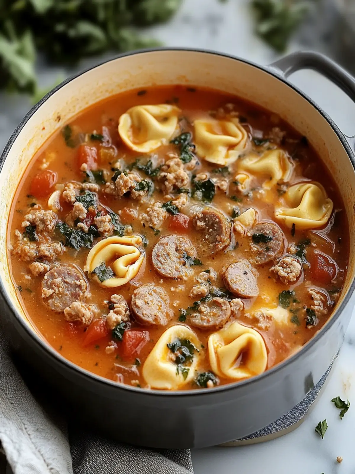 Spicy Italian Sausage and Tortellini Soup to Brighten Your Day 2 Spicy Italian Sausage and Tortellini Soup to Warm Your Soul