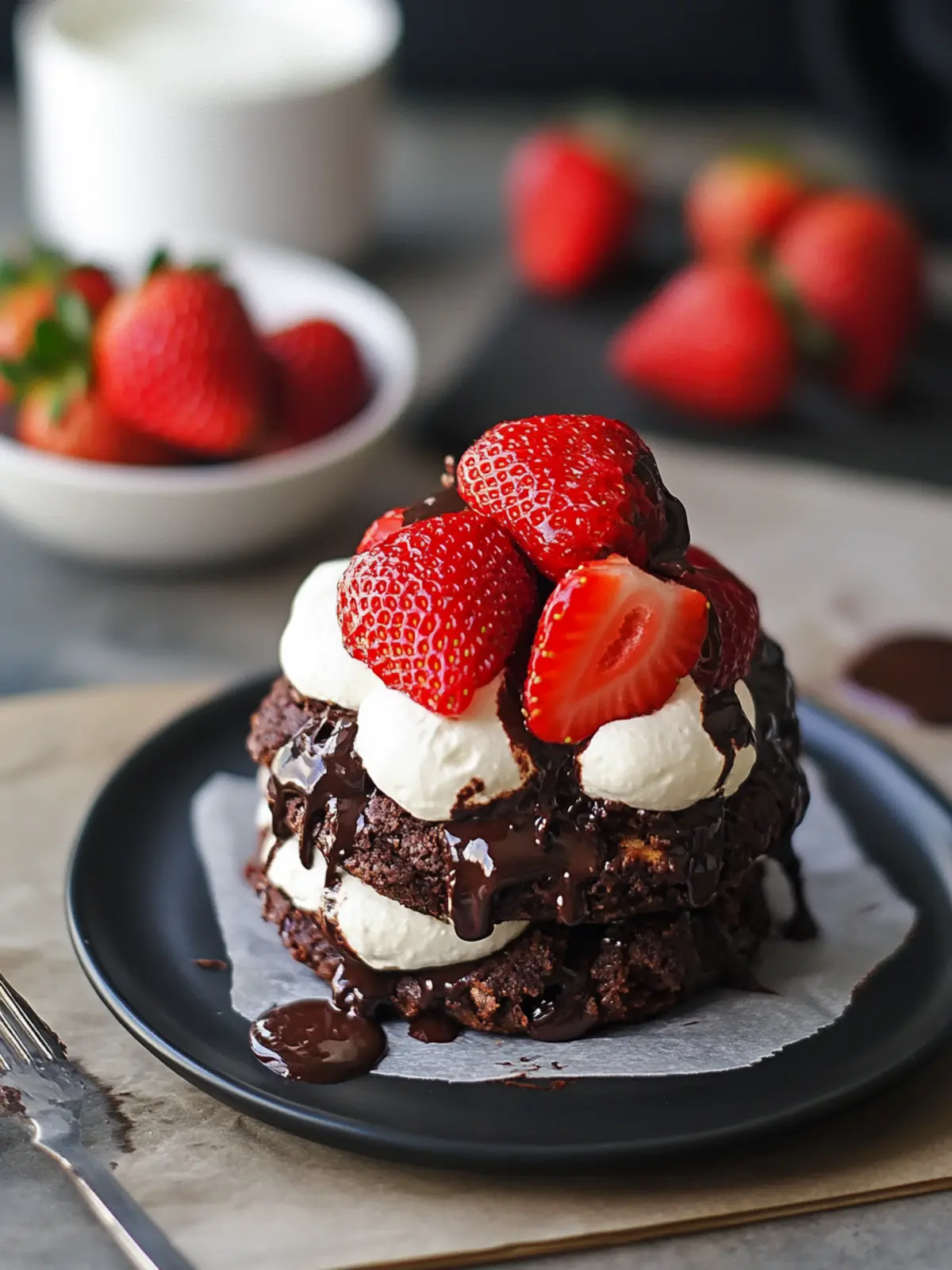Delightful Chocolate Strawberry Shortcake with Greek Yogurt 3 Chocolate Strawberry Shortcake