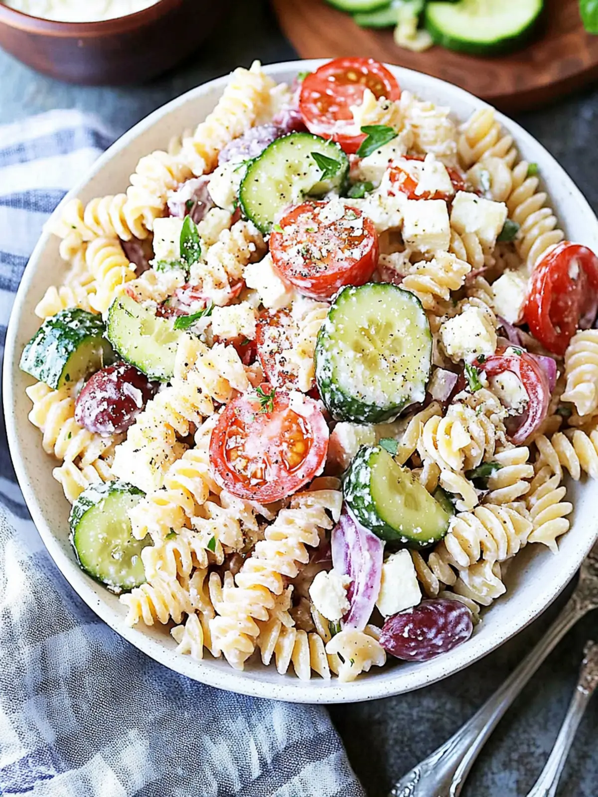 Deliciously Creamy Greek Pasta Salad for Easy Homemade Meals 2 Creamy Greek Pasta Salad