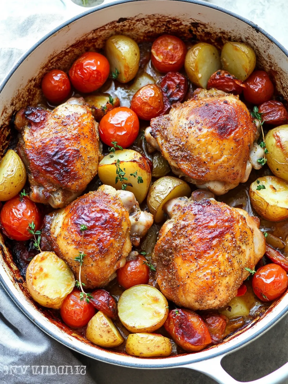 Healthy One-Pan Baked Paprika Chicken Thighs with Potatoes 4 Healthy One Pan Baked Paprika Chicken Thighs with Potatoes and Tomatoes