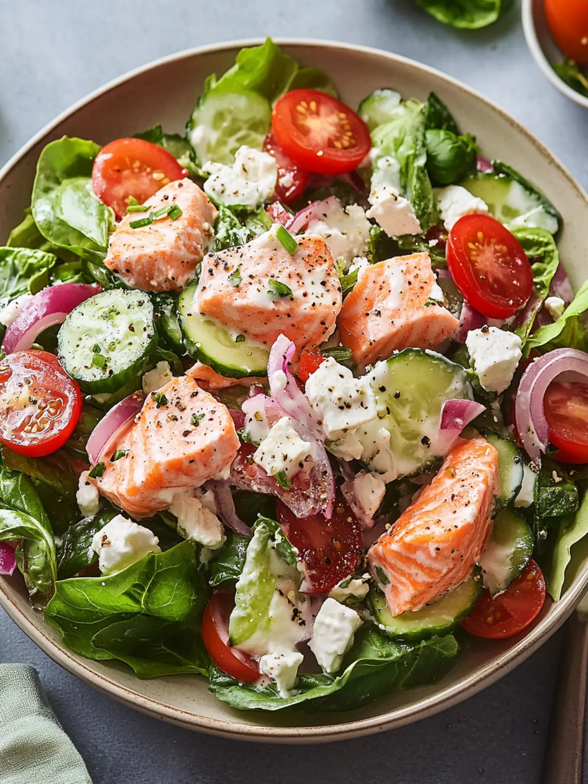 Creamy Greek Salmon Salad for a Flavorful, Healthy Dinner 2 Creamy Greek Salmon Salad