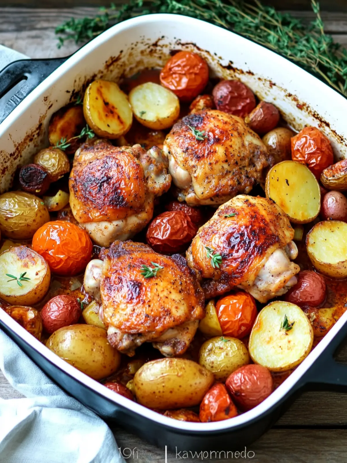Healthy One-Pan Baked Paprika Chicken Thighs with Potatoes 5 Healthy One Pan Baked Paprika Chicken Thighs with Potatoes and Tomatoes