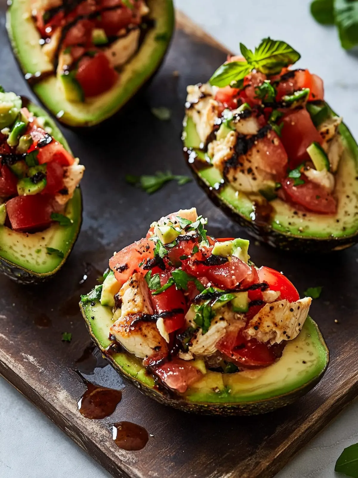 Bruschetta Chicken Stuffed Avocados for Quick Keto Delight 3 Bruschetta Chicken Stuffed Avocados