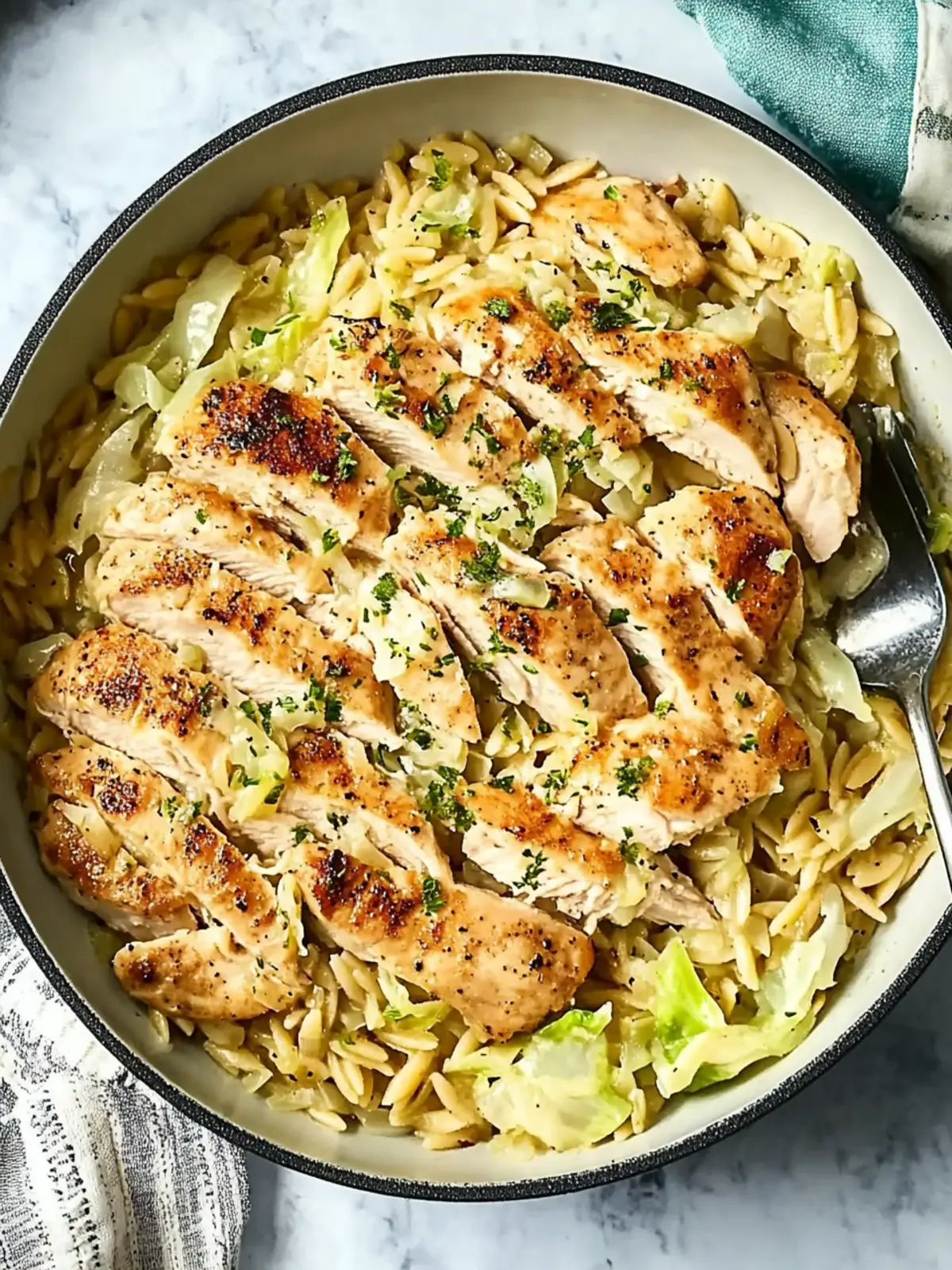 High-Protein Lemon Chicken Orzo with Cabbage Bliss 2 High-Protein Lemon Chicken Orzo with Cabbage