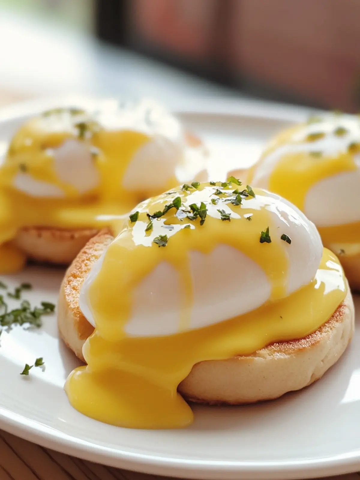 Eggs Benedict Delight: Poached Eggs on English Muffin Bliss 3 Eggs Benedict (Poached Eggs on English Muffin)