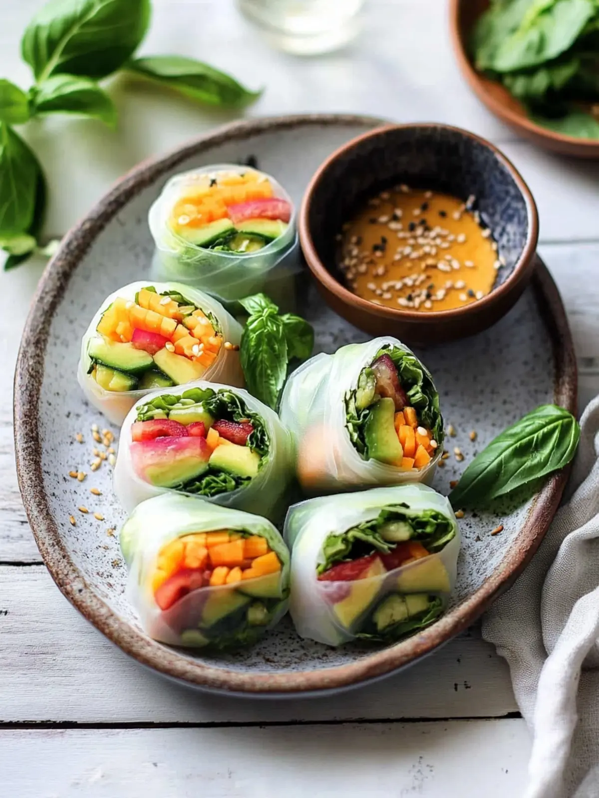 Avocado Summer Rolls with Creamy Coconut Basil Twist 4 Avocado Summer Rolls