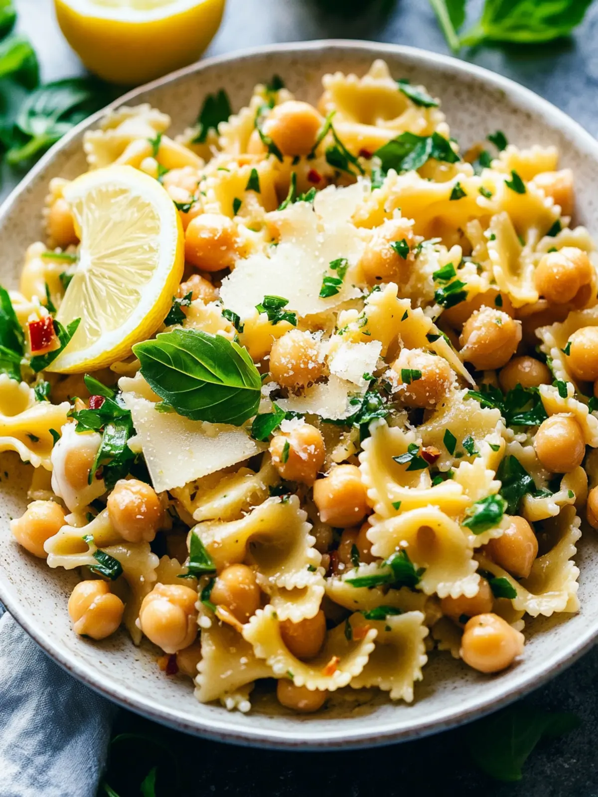 Lemon Herb Pasta Salad with Marinated Chickpeas Bliss 2 Lemon Herb Pasta Salad with Marinated Chickpeas