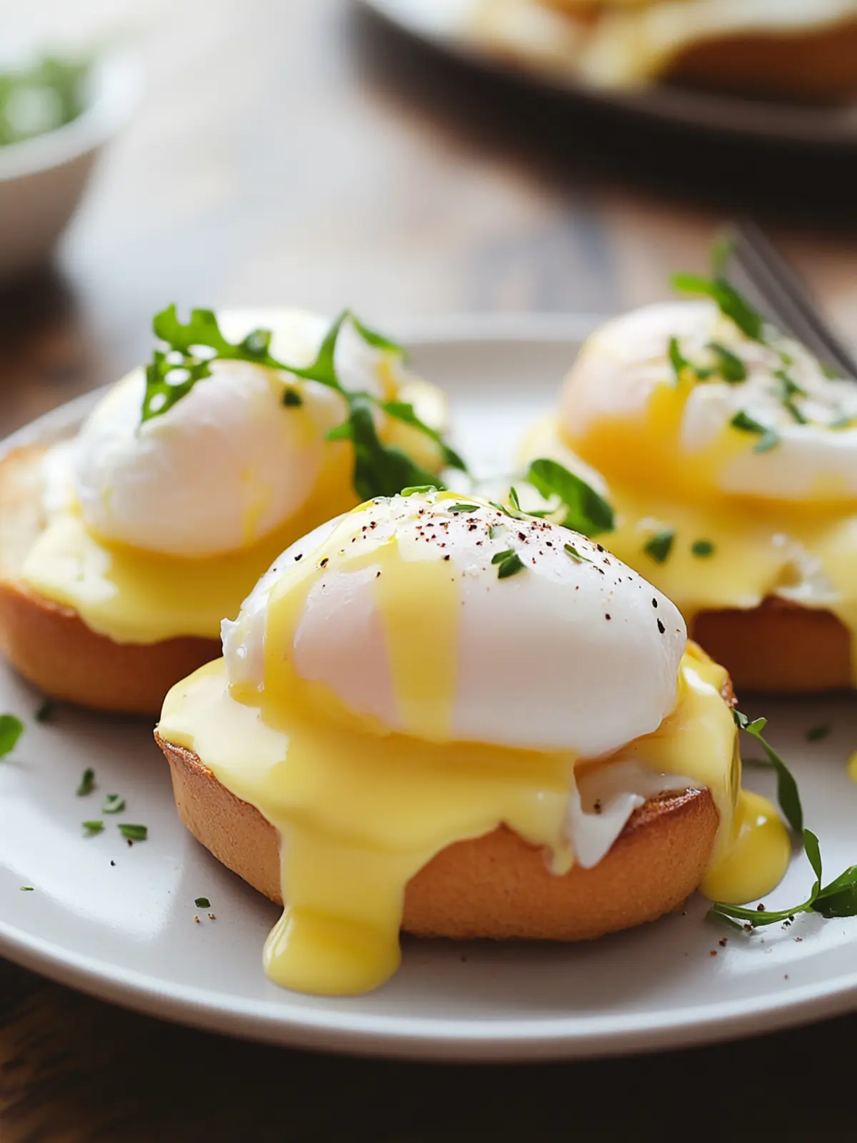 Eggs Benedict Delight: Poached Eggs on English Muffin Bliss 2 Eggs Benedict (Poached Eggs on English Muffin)
