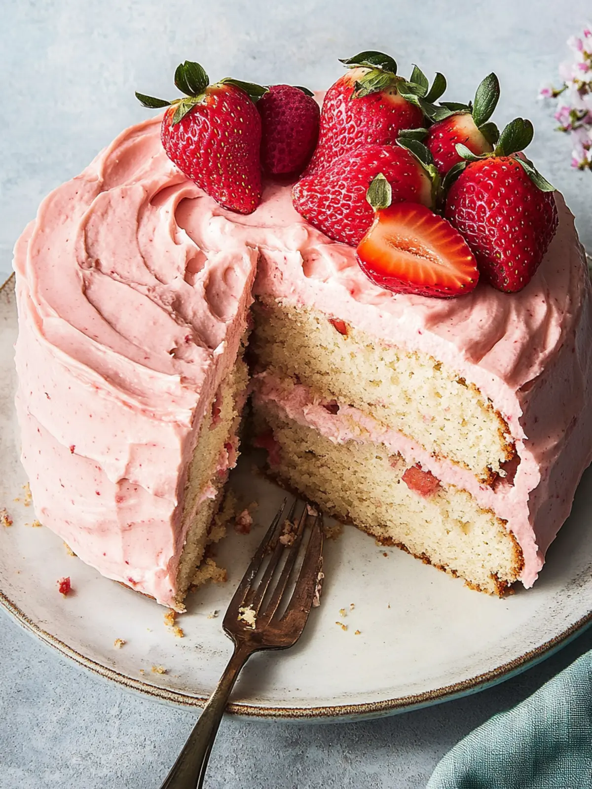 Delicious Strawberry Cake with Cream Cheese Frosting Recipe 3 Strawberry Cake