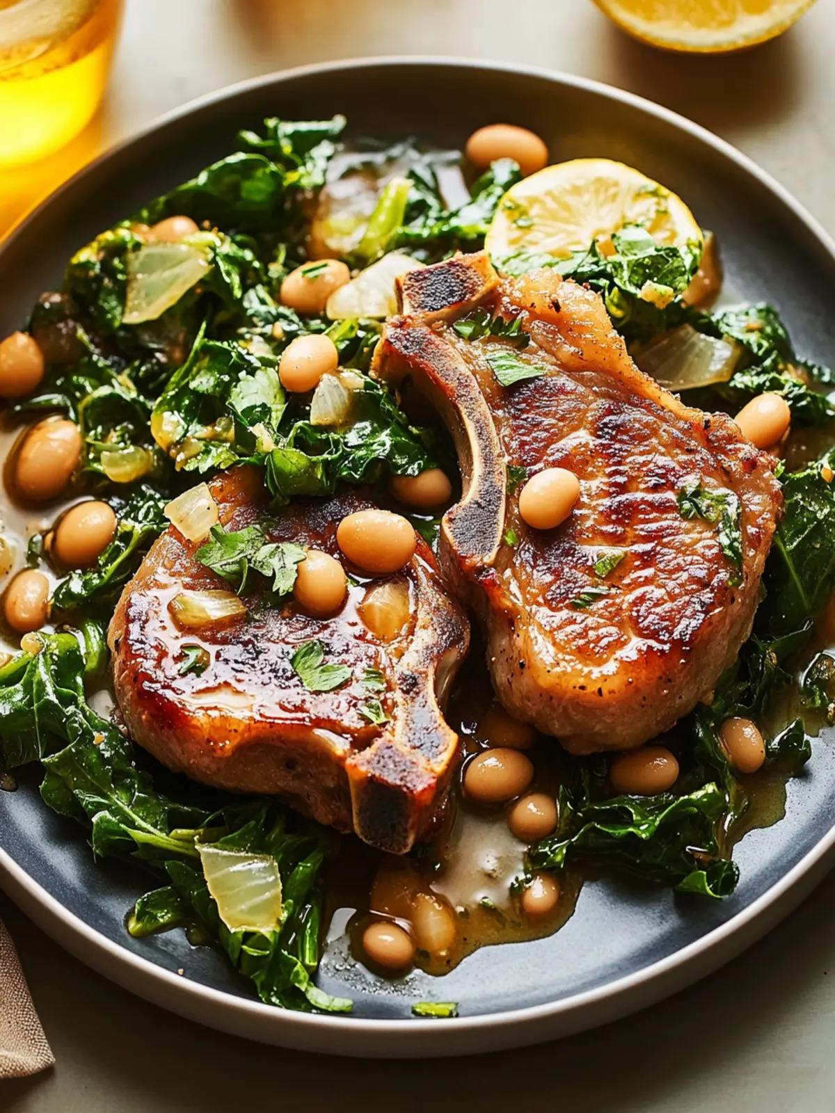 Savor Hot Honey Pork Chops With Escarole and White Beans Tonight 5 Savor Hot Honey Pork Chops With Escarole and White Beans Tonight