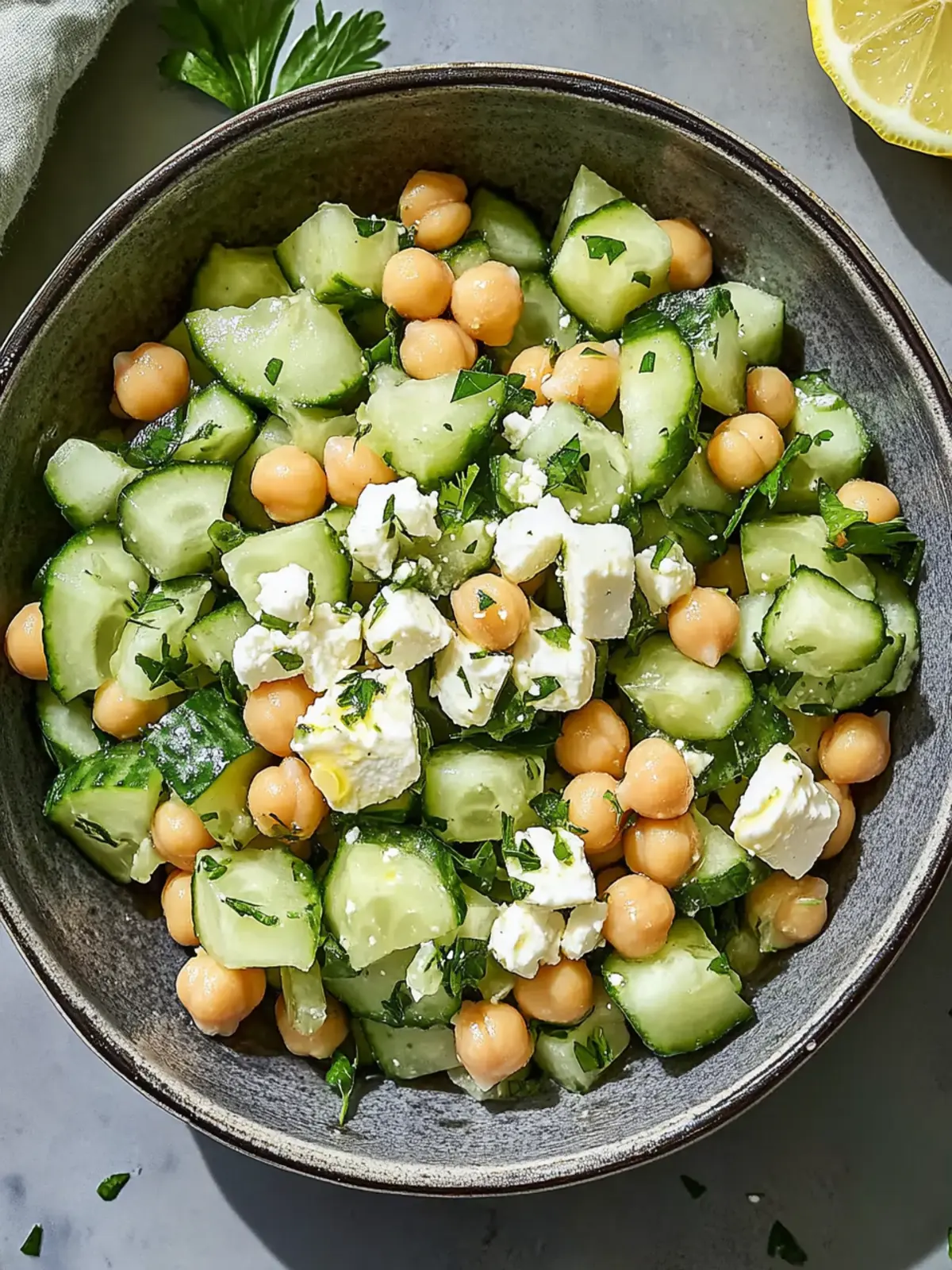 Refresh Your Day with Cucumber Chickpea Salad with Feta & Lemon 4 Cucumber Chickpea Salad with Feta & Lemon