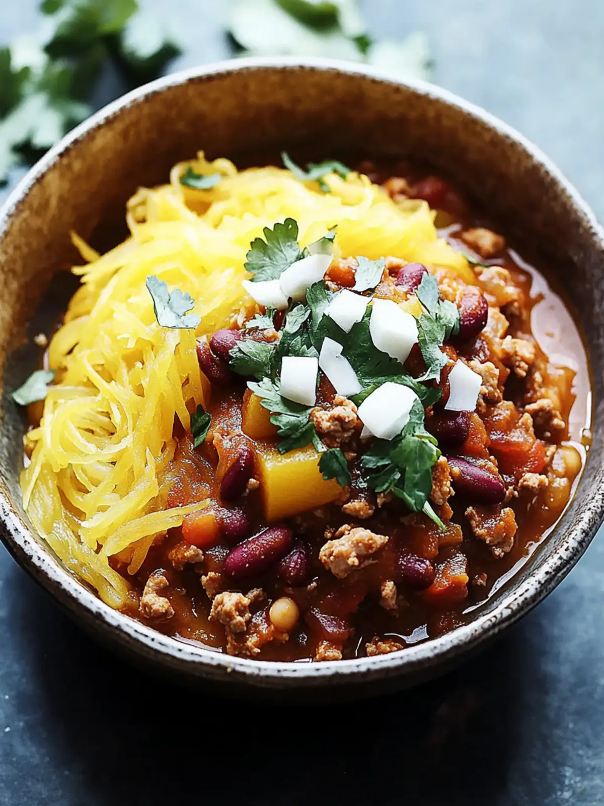 Spiced Turkey Chili with Spaghetti Squash for Cozy Nights 2 Spiced Turkey Chili with Spaghetti Squash for Cozy Nights