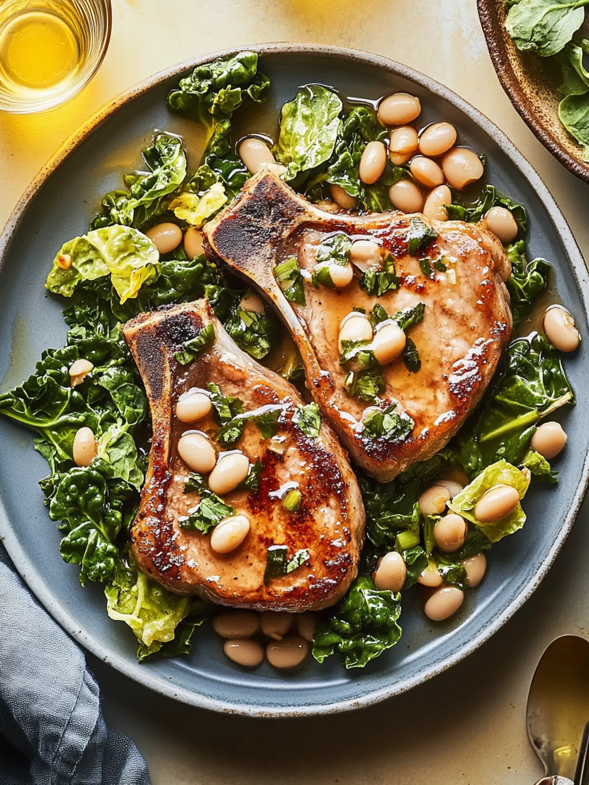 Savor Hot Honey Pork Chops With Escarole and White Beans Tonight 4 Savor Hot Honey Pork Chops With Escarole and White Beans Tonight