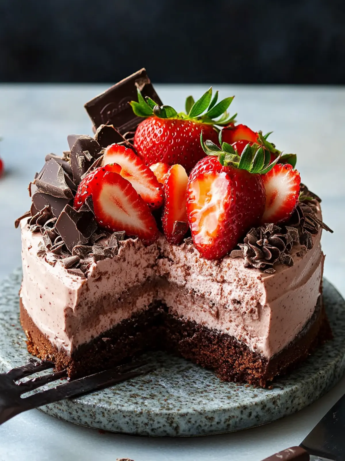 Decadent Strawberry Chocolate Mousse Cake for Celebrations 3 Strawberry Chocolate Mousse Cake