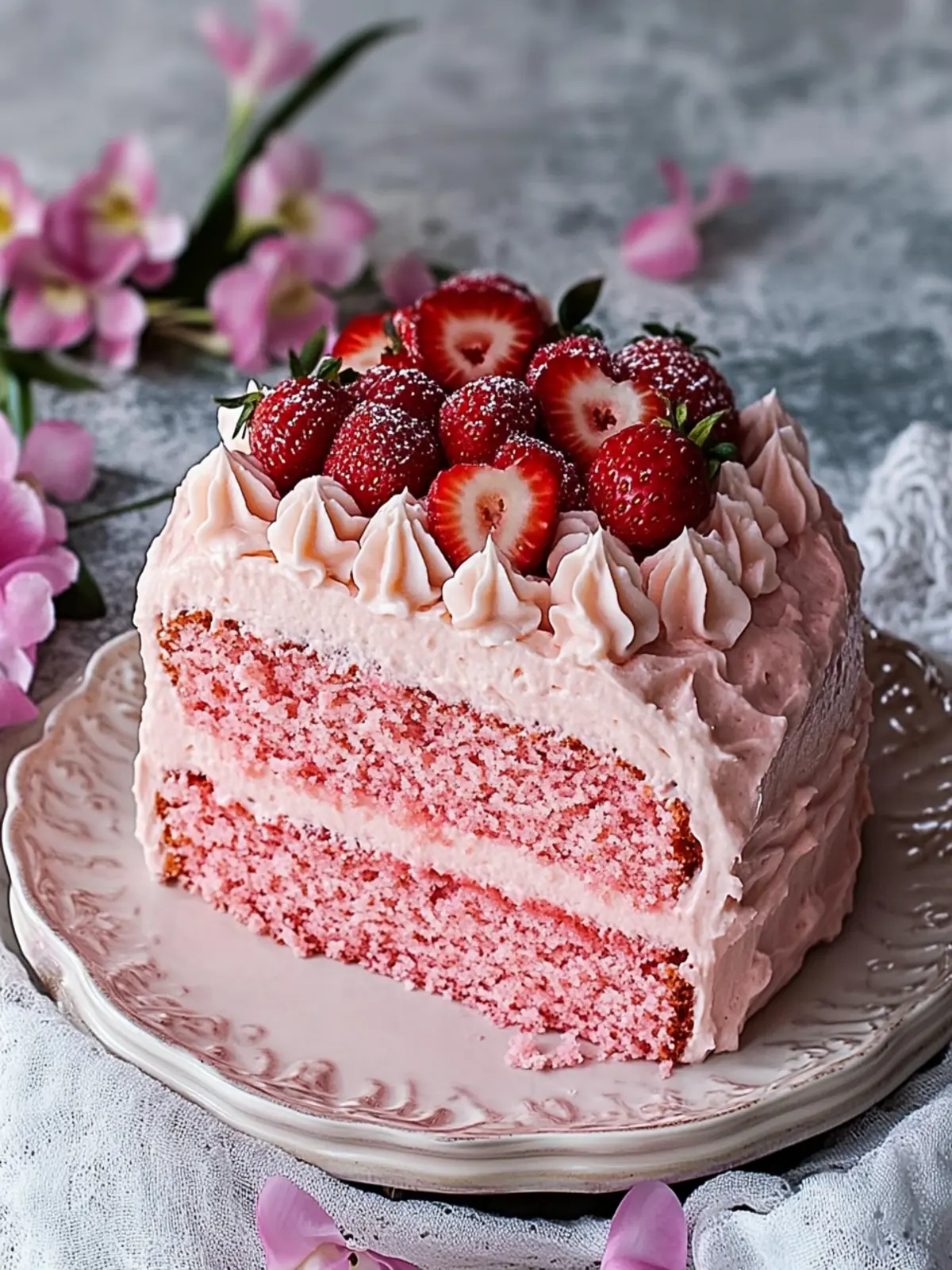 Indulge in Pink Velvet Cake with Strawberries at Home 5 Pink Velvet Cake {With Strawberries}