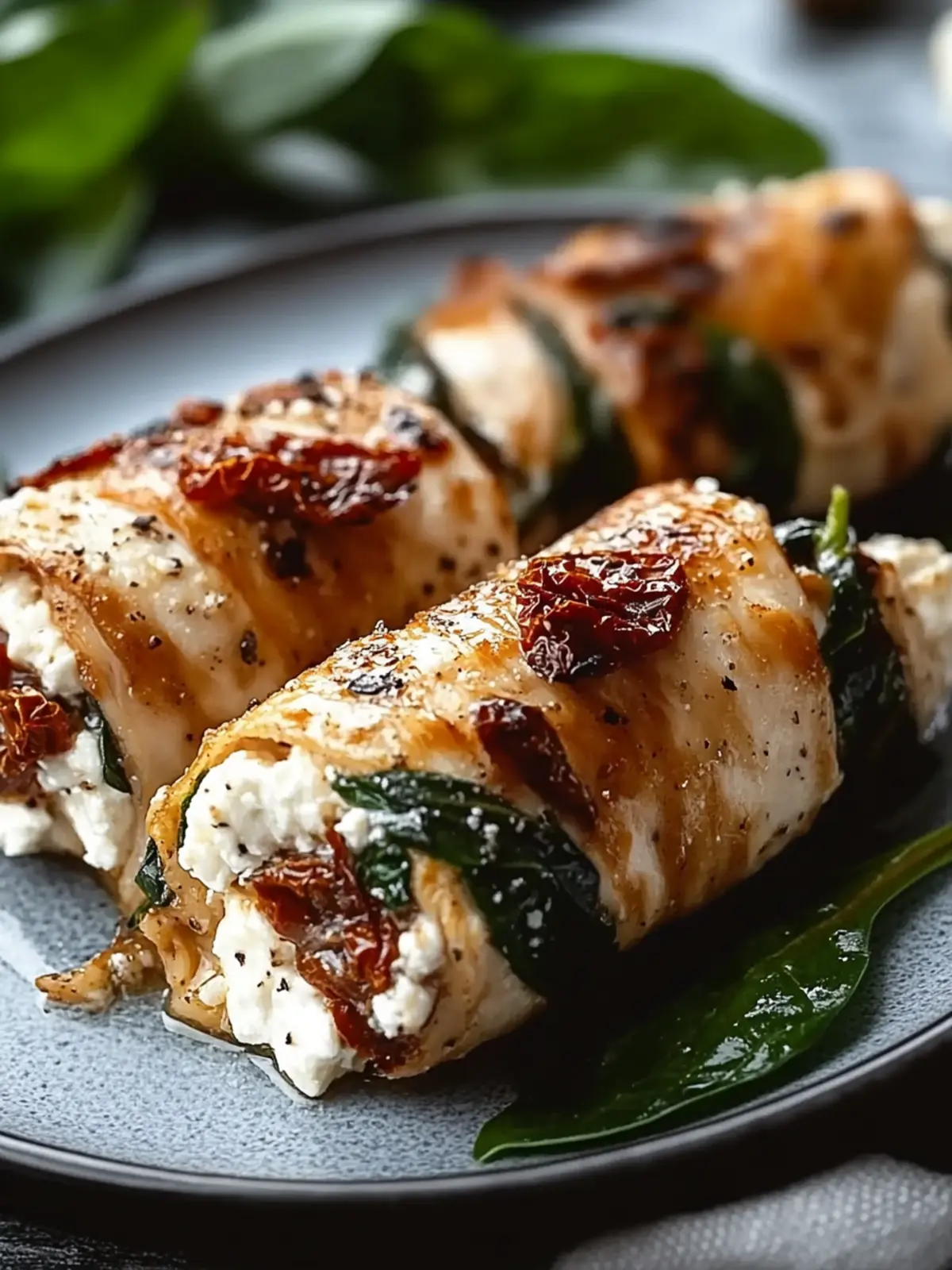 Rolled Up Chicken with Feta, Spinach, and Sun-Dried Tomatoes Bliss 2 Rolled Up Chicken with Feta, Spinach, and Sun-Dried Tomatoes Delight