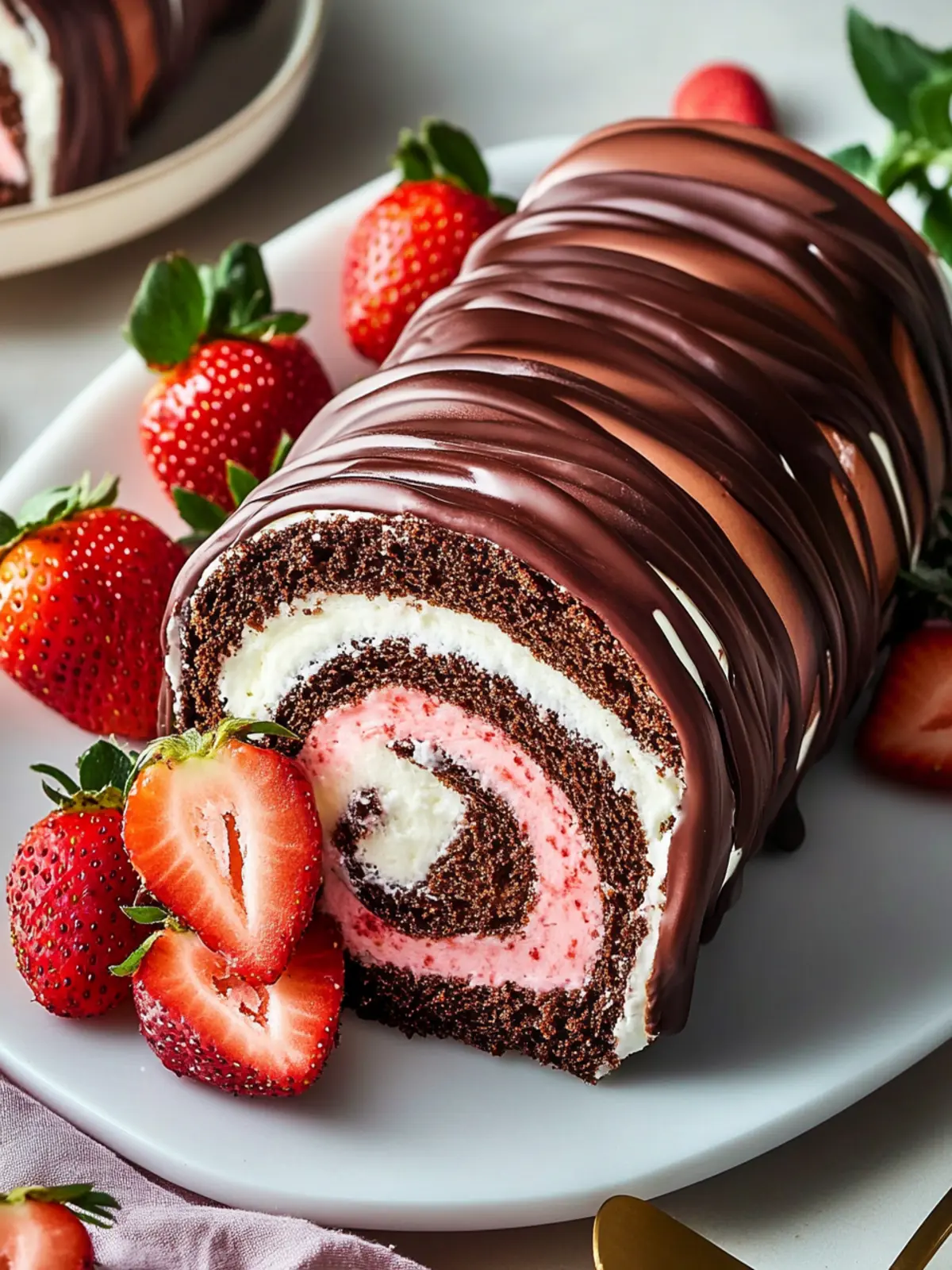 Indulge in Chocolate-Covered Strawberry Swiss Roll Cake Bliss 4 Chocolate-Covered Strawberry Swiss Roll Cake