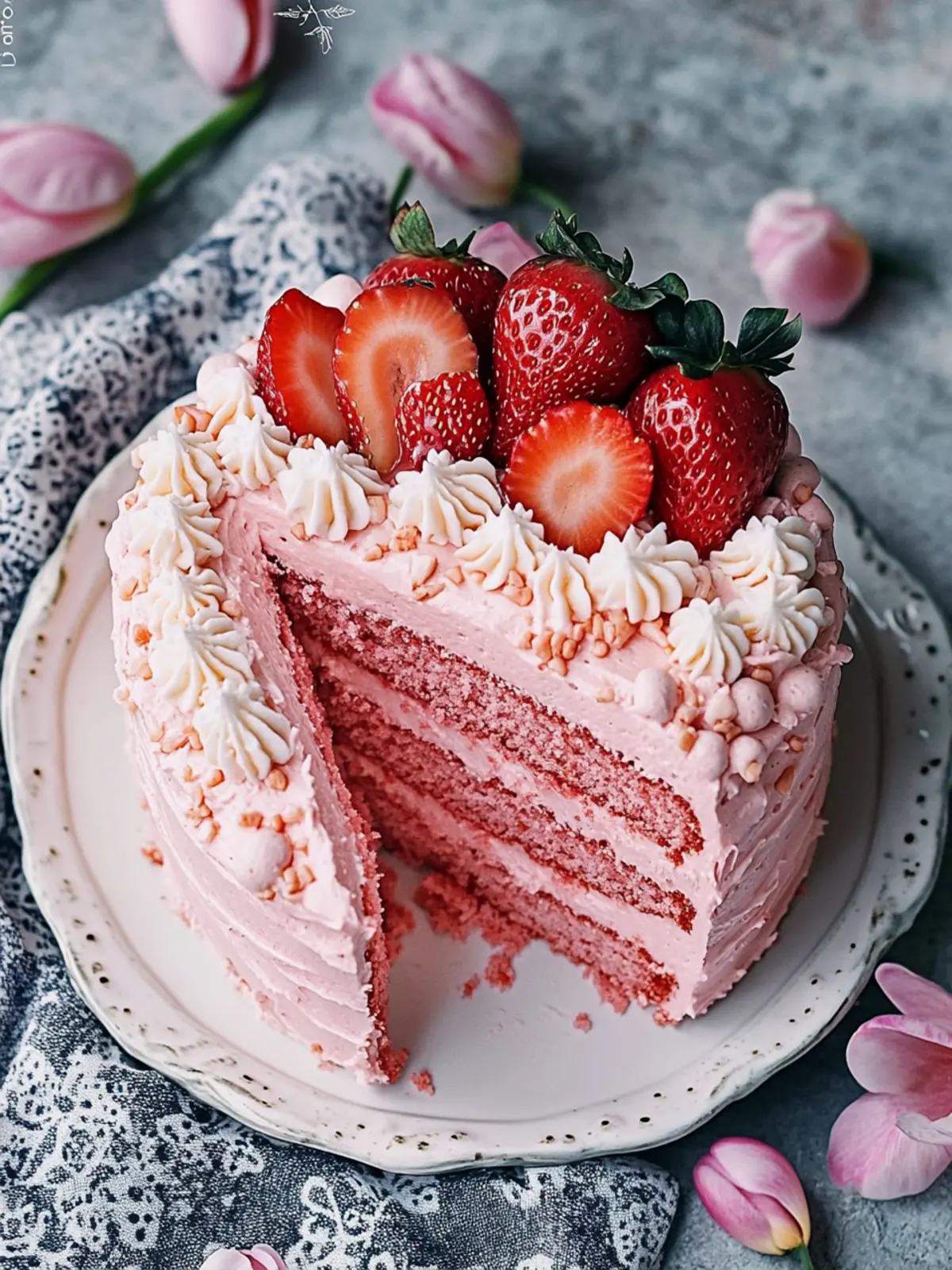Indulge in Pink Velvet Cake with Strawberries at Home 4 Pink Velvet Cake {With Strawberries}