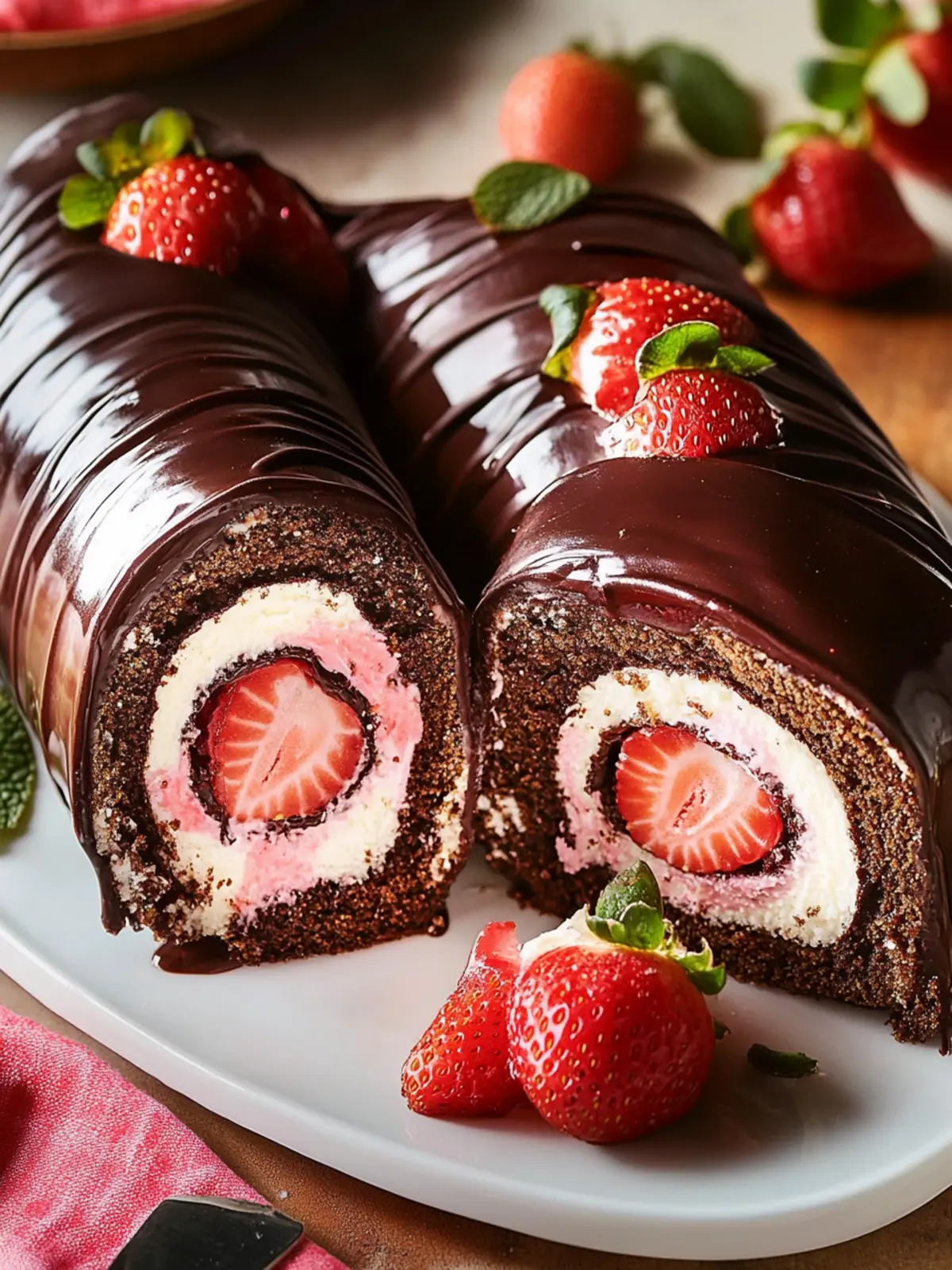 Indulge in Chocolate-Covered Strawberry Swiss Roll Cake Bliss 5 Chocolate-Covered Strawberry Swiss Roll Cake