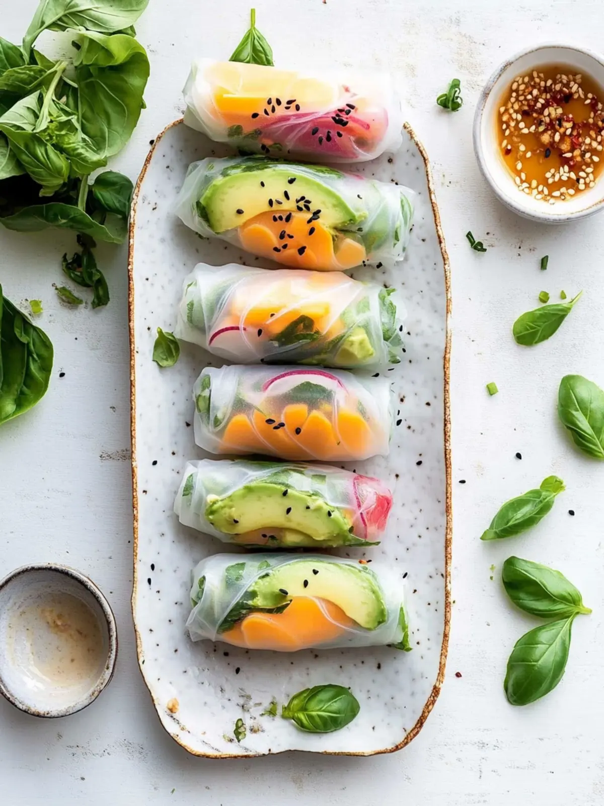 Avocado Summer Rolls with Creamy Coconut Basil Twist 5 Avocado Summer Rolls