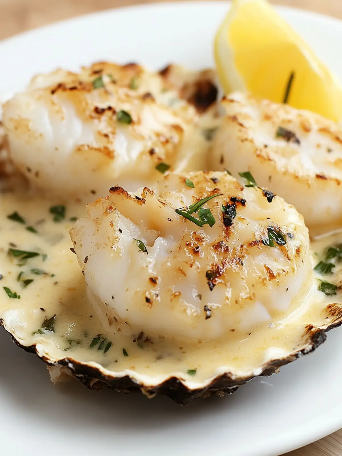 Decadent French Coquilles Saint-Jacques in Creamy Delight 4 French Coquilles Saint-Jacques (Scallops with Cream Sauce)