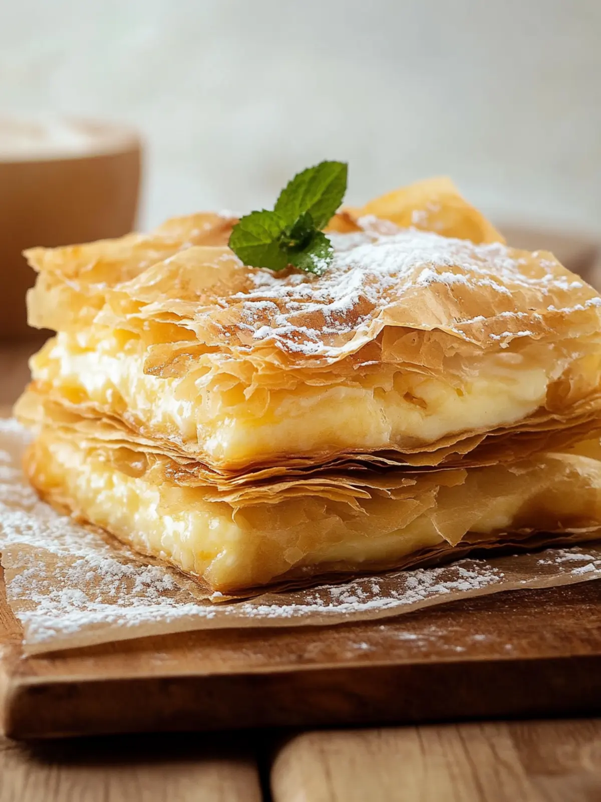 Irresistible Greek Bougatsa: Creamy Custard in Flaky Phyllo 4 Greek Bougatsa (Custard Filled Phyllo Pastry)