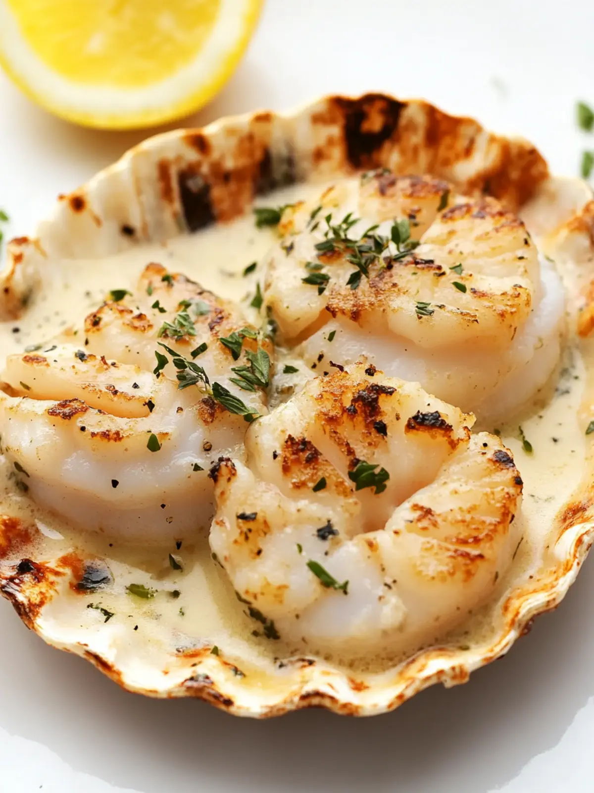 Decadent French Coquilles Saint-Jacques in Creamy Delight 2 French Coquilles Saint-Jacques (Scallops with Cream Sauce)