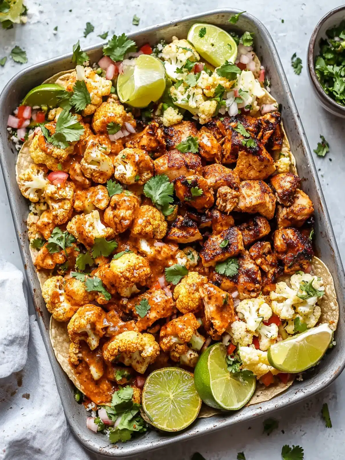 Delicious Sheet Pan Cauliflower & Chicken Street Taco Bowls 2 Sheet Pan Cauliflower & Chicken Street Taco Bowls