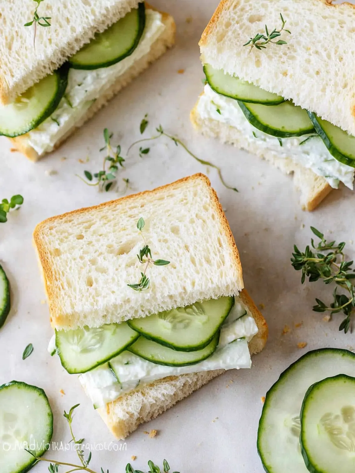 Refreshing Cucumber Sandwiches: Herbed Cream Cheese Bliss 4 Cucumber Sandwiches