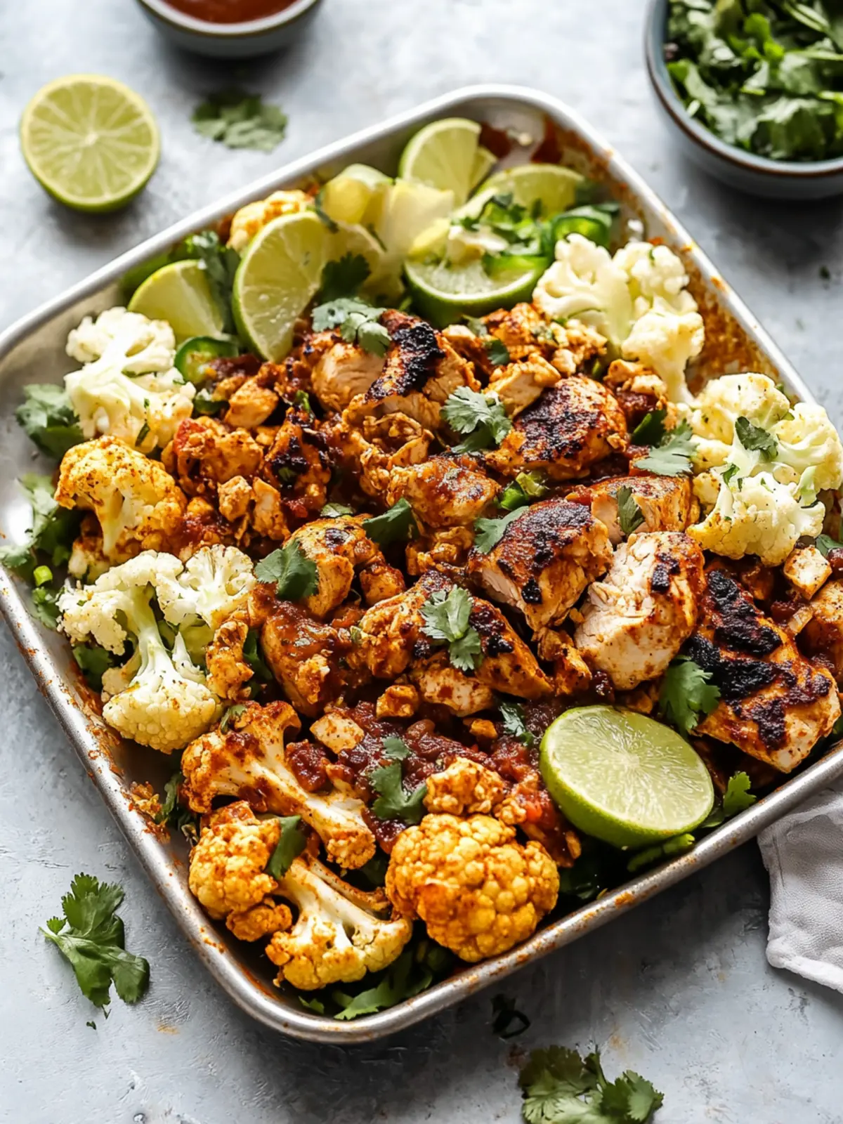 Delicious Sheet Pan Cauliflower & Chicken Street Taco Bowls 5 Sheet Pan Cauliflower & Chicken Street Taco Bowls
