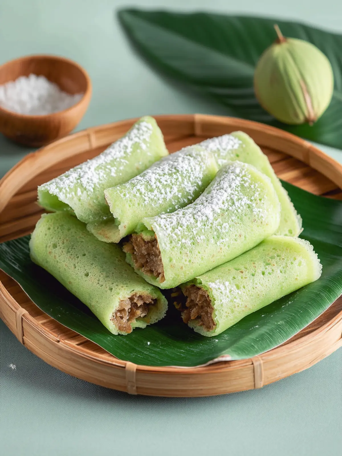 Malaysian Kuih Dadar: Irresistible Pandan Crepes with Coconut Filling 4 Malaysian Kuih Dadar (Pandan Crepes with Coconut Filling)