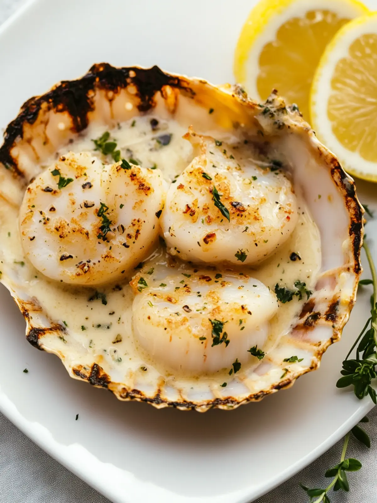Decadent French Coquilles Saint-Jacques in Creamy Delight 5 French Coquilles Saint-Jacques (Scallops with Cream Sauce)