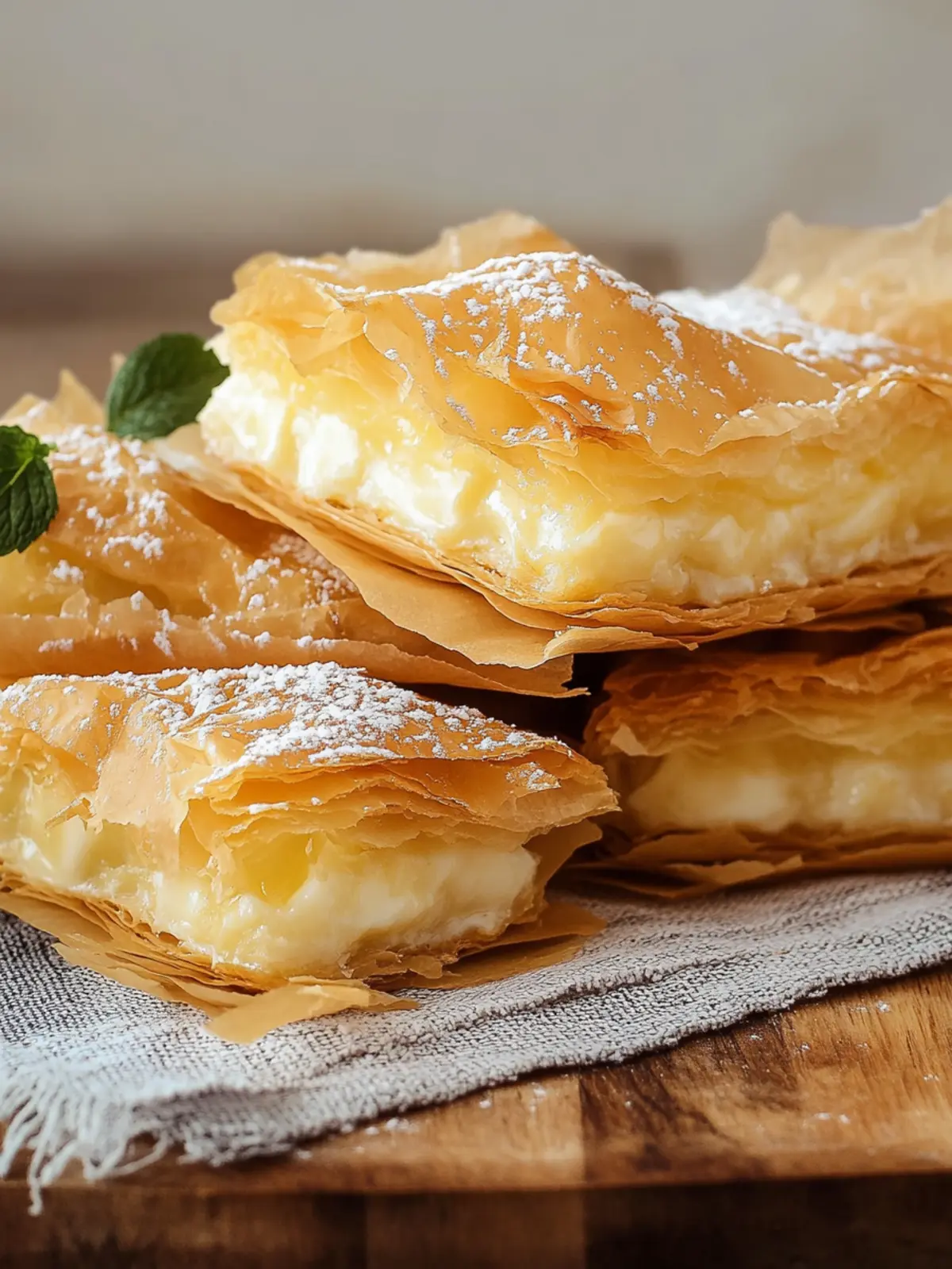 Irresistible Greek Bougatsa: Creamy Custard in Flaky Phyllo 3 Greek Bougatsa (Custard Filled Phyllo Pastry)