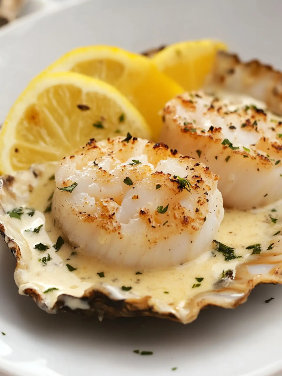 Decadent French Coquilles Saint-Jacques in Creamy Delight 3 French Coquilles Saint-Jacques (Scallops with Cream Sauce)