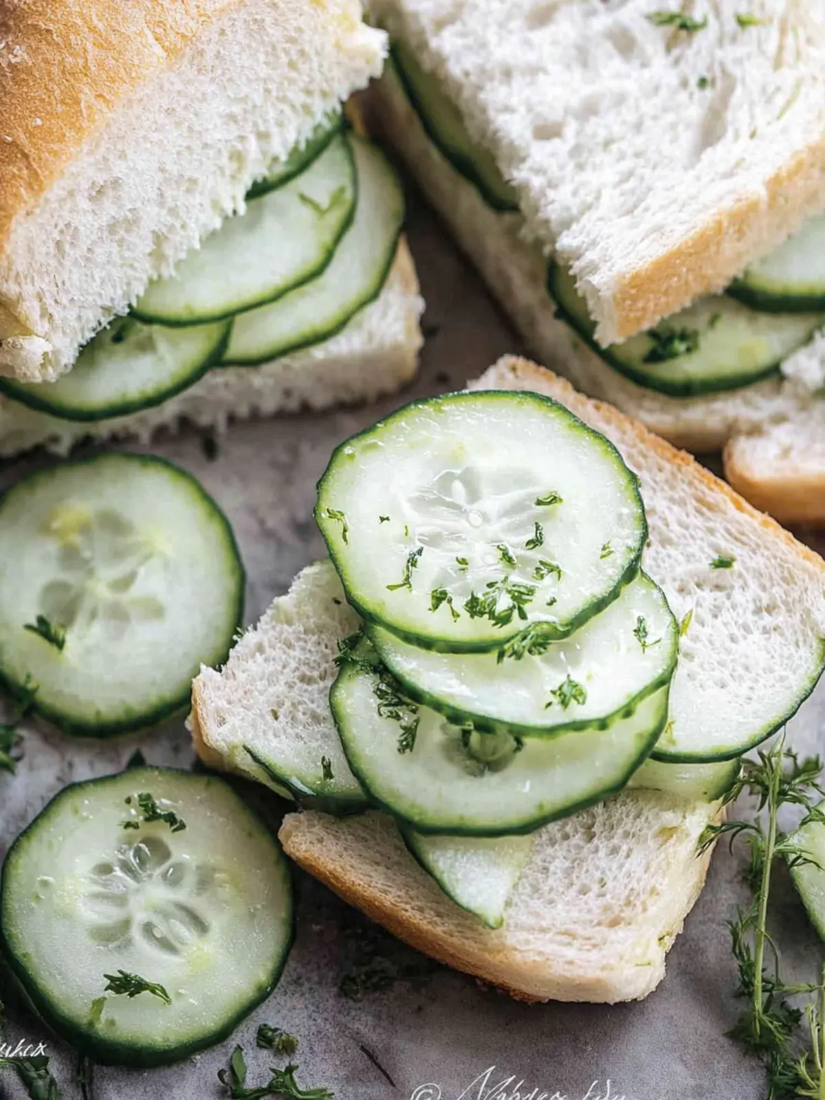 Refreshing Cucumber Sandwiches: Herbed Cream Cheese Bliss 3 Cucumber Sandwiches