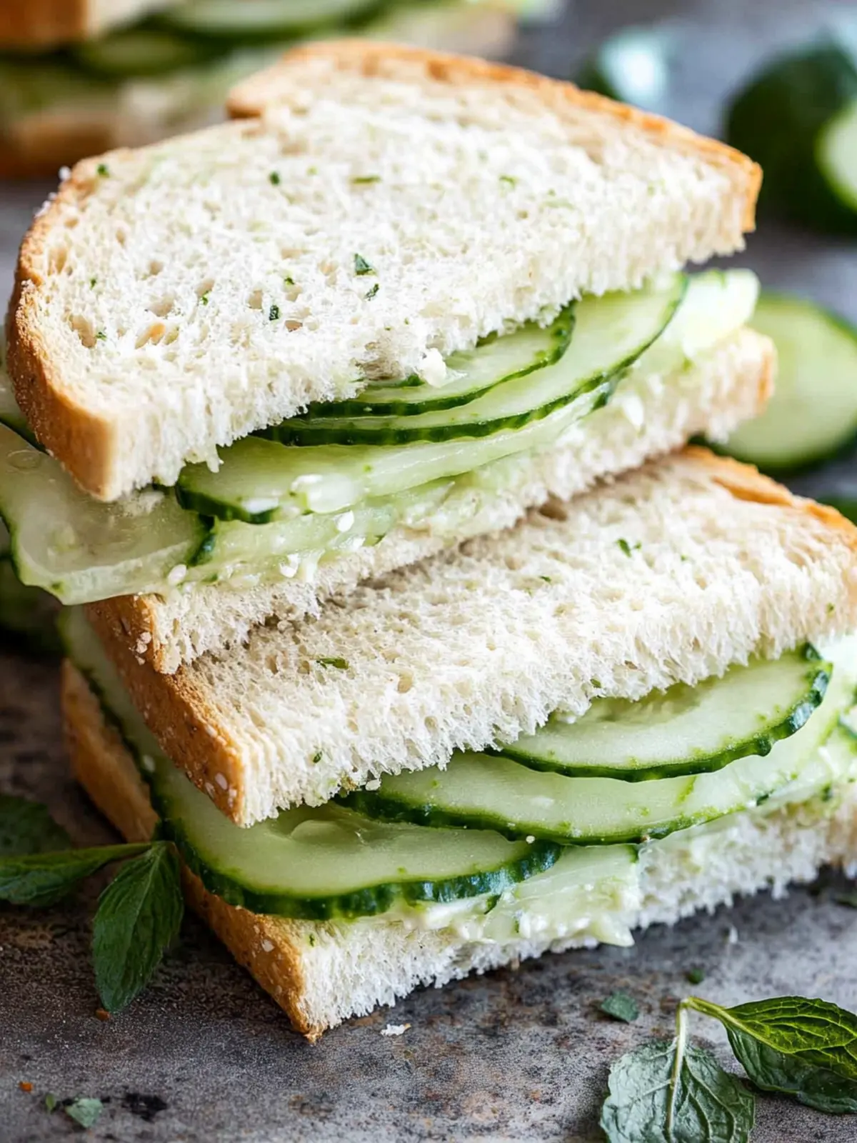 Refreshing Cucumber Sandwiches: Herbed Cream Cheese Bliss 2 Cucumber Sandwiches