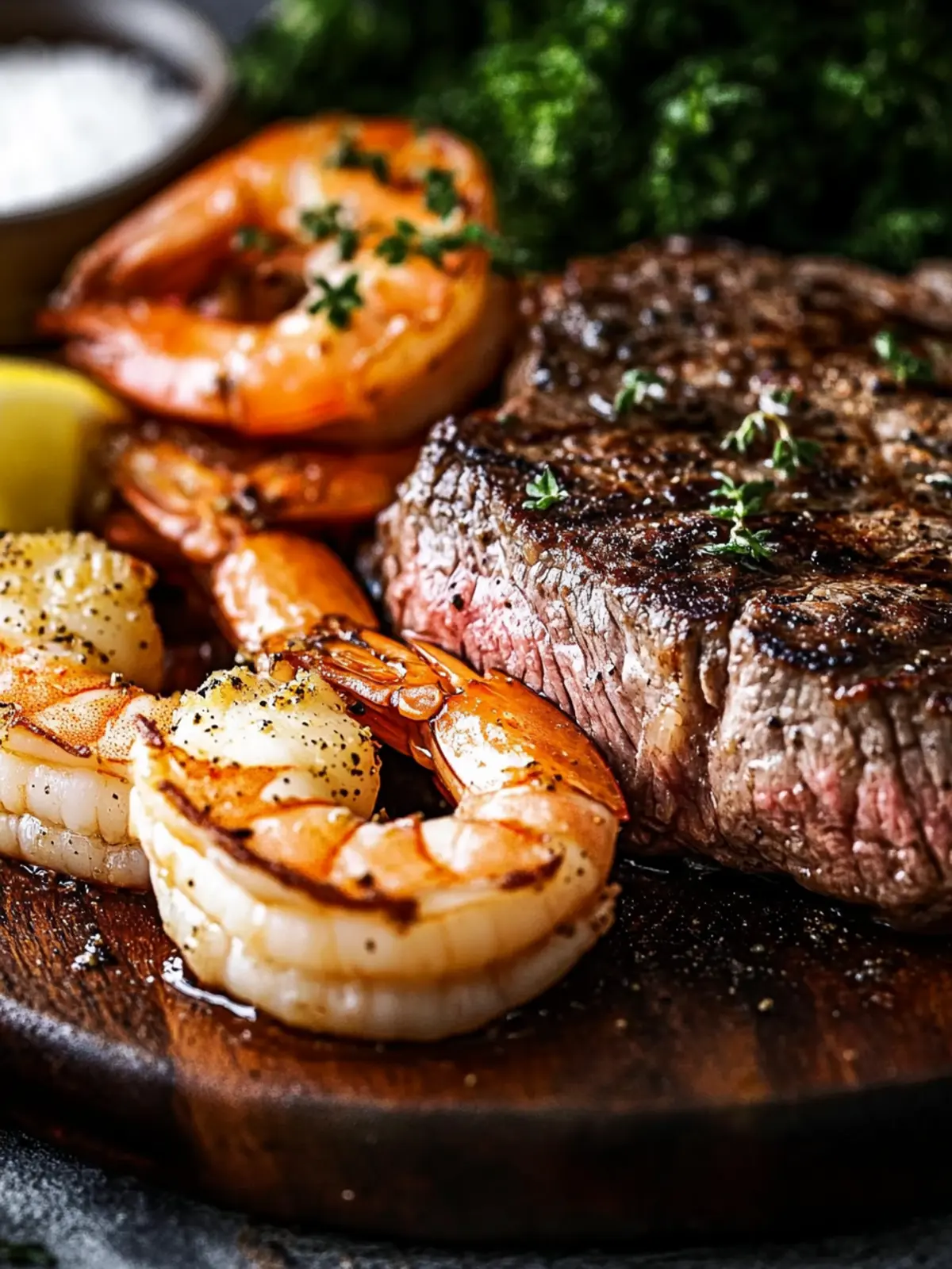 Surf and Turf Delight: Perfect NY Steak and Shrimp Combo 5 Surf and Turf (NY Steak and Shrimp)
