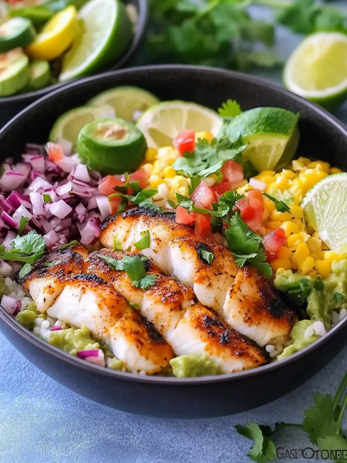 Low Carb Fish Taco Bowls with Creamy Honey Lime Drizzle 3 Low Carb Fish Taco Bowls