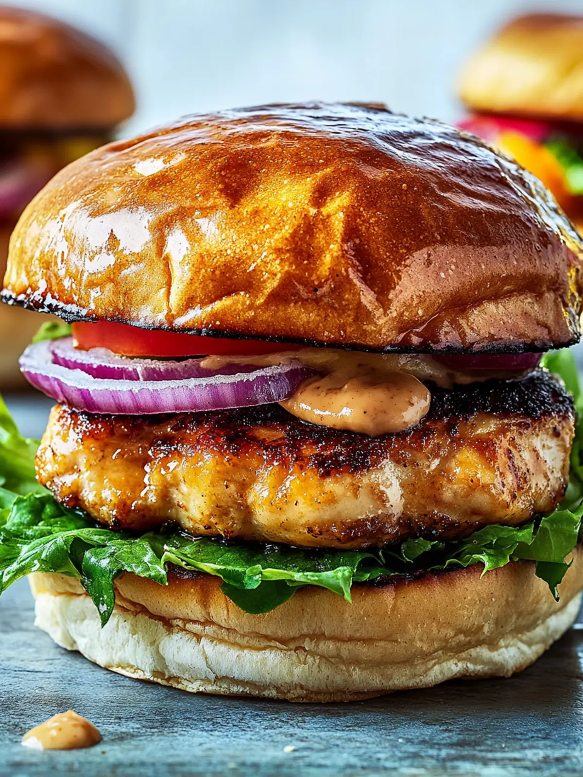 Juicy Chicken Burgers with Zesty Homemade Sauce Delight 4 Chicken Burgers